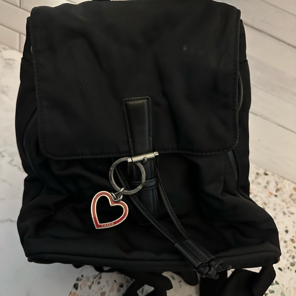 Canvas Coach Mini Backpack with Keychain